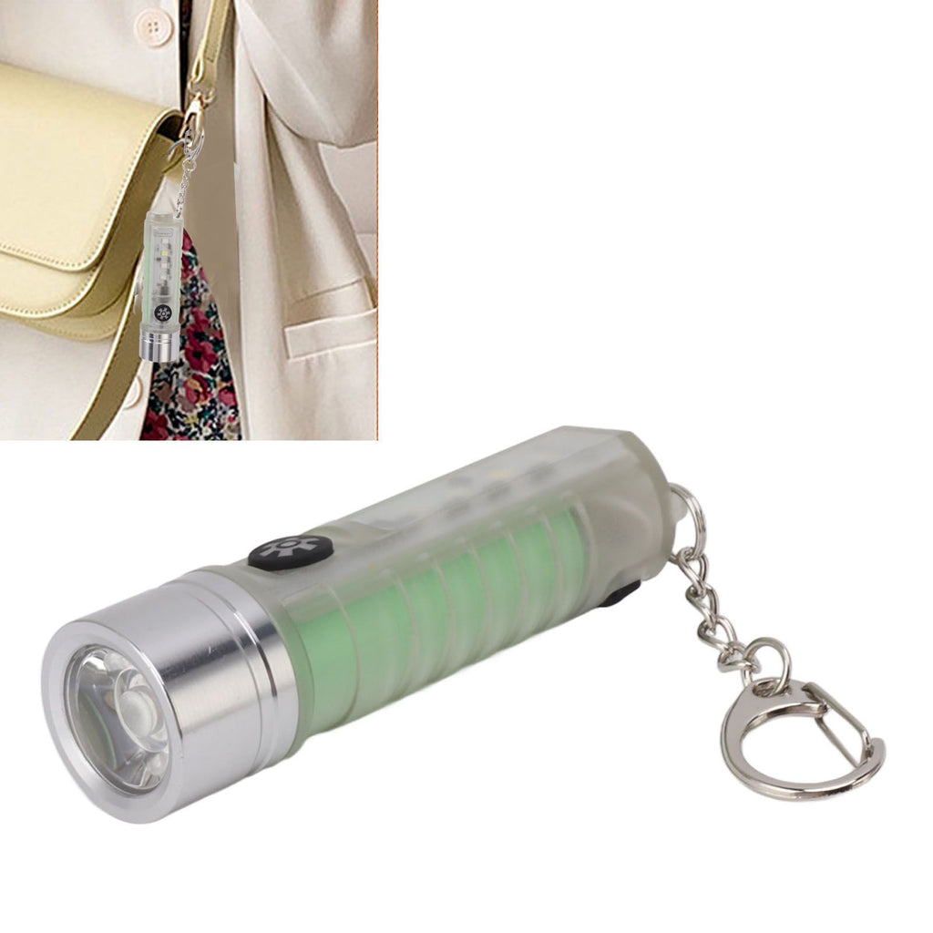 White Small Keychain Flashlight USB Type C Rechargeable IP65 Waterproof LED Mini Keyring Flashlight