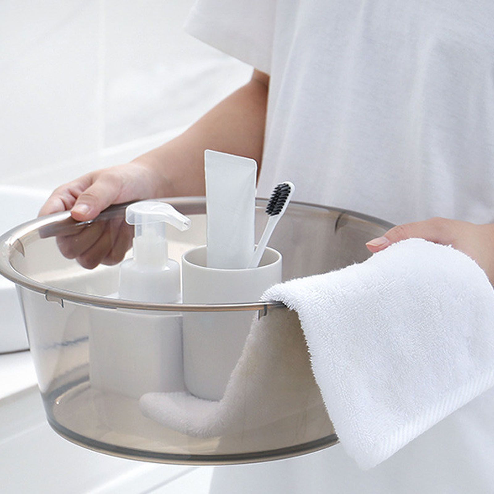Large Transparent Laundry Basin Household Plastic Simple Thickened Washbasin Student Dormitory Plastic Basin Grey