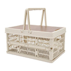 Camping Picnic Basket Foldable Large Capacity Multifunction Handheld Camping Storage Basket Camping Storage Box Grey White S