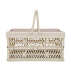 Camping Picnic Basket Foldable Large Capacity Multifunction Handheld Camping Storage Basket Camping Storage Box Grey White S