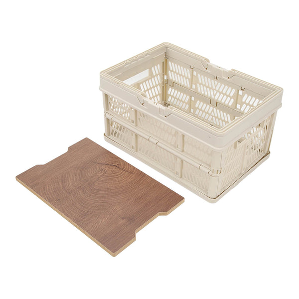 Camping Picnic Basket Foldable Large Capacity Multifunction Handheld Camping Storage Basket Camping Storage Box Grey White M