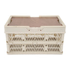 Camping Picnic Basket Foldable Large Capacity Multifunction Handheld Camping Storage Basket Camping Storage Box Grey White M