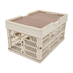 Camping Picnic Basket Foldable Large Capacity Multifunction Handheld Camping Storage Basket Camping Storage Box Grey White M
