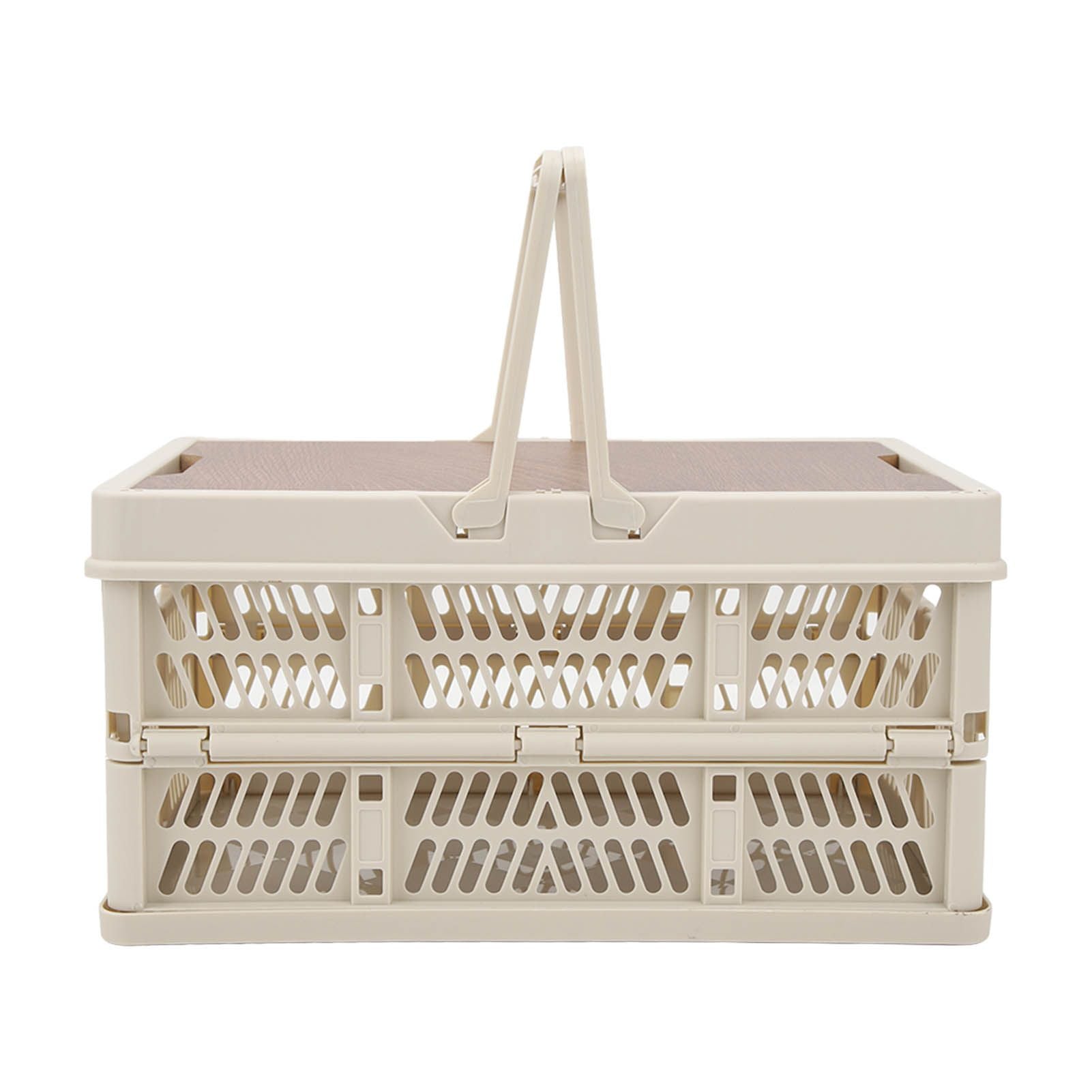 Camping Picnic Basket Foldable Large Capacity Multifunction Handheld Camping Storage Basket Camping Storage Box Grey White M