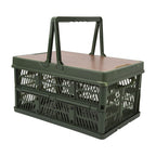 Camping Picnic Basket Foldable Large Capacity Multifunction Handheld Camping Storage Basket Camping Storage Box Green S