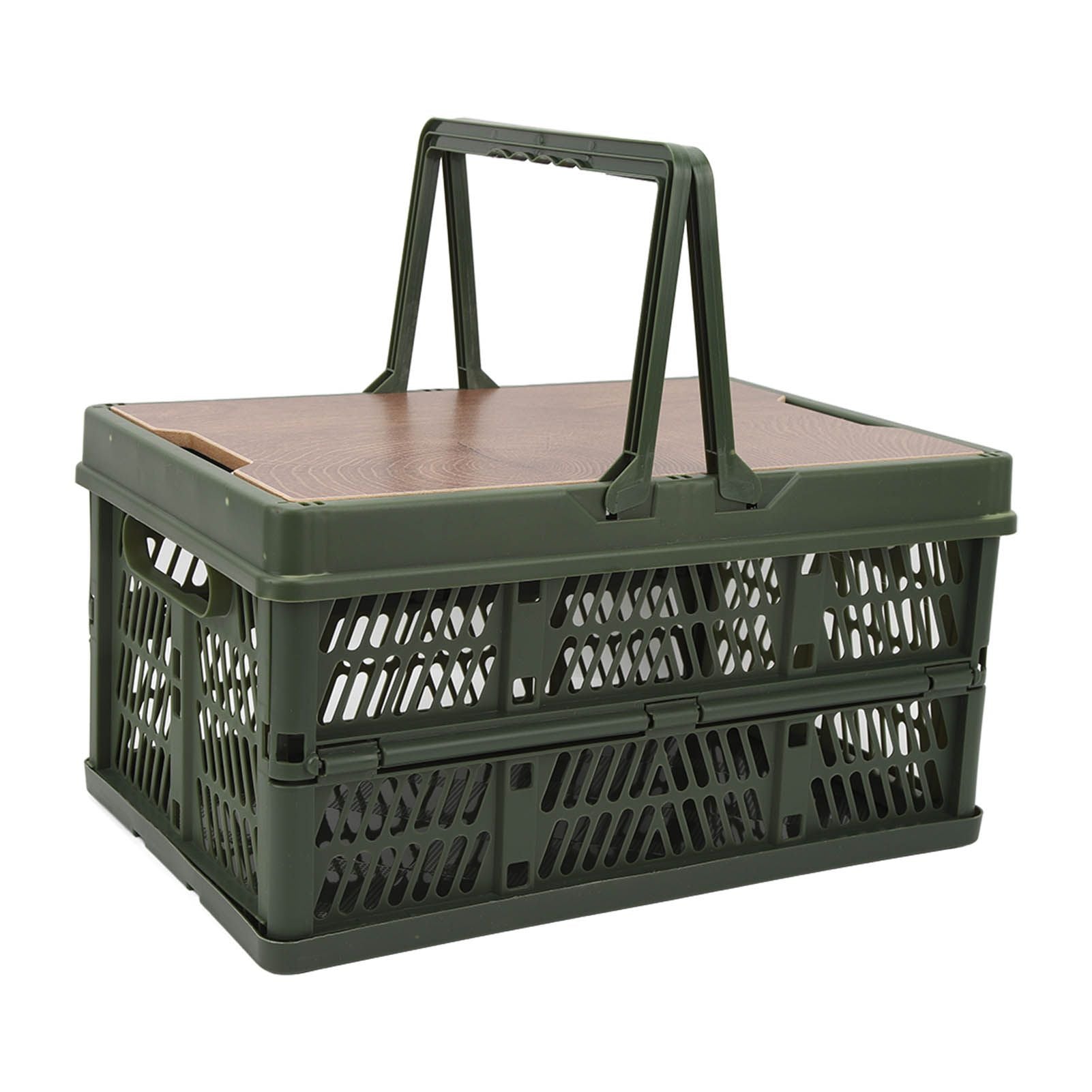 Camping Picnic Basket Foldable Large Capacity Multifunction Handheld Camping Storage Basket Camping Storage Box Green S
