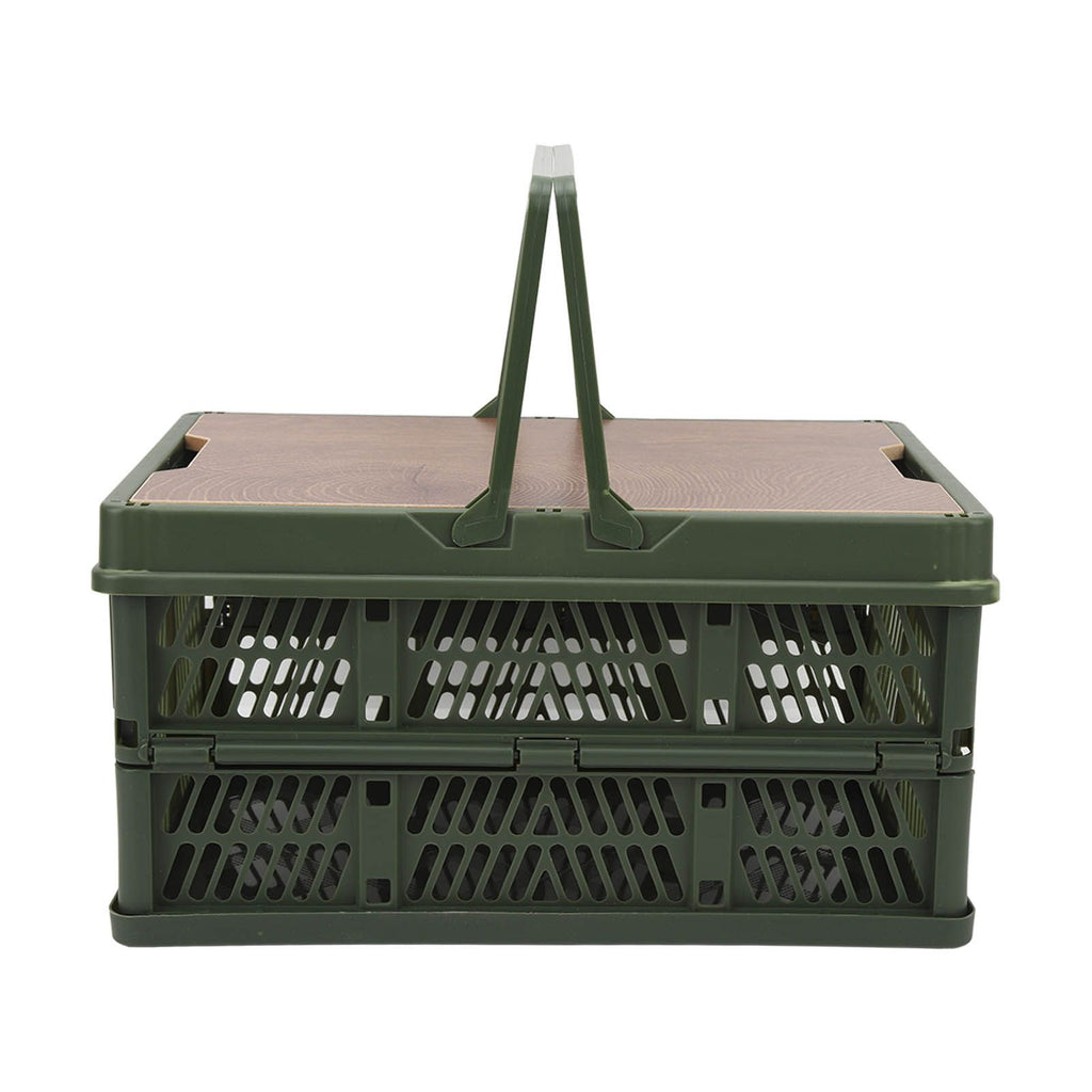 Camping Picnic Basket Foldable Large Capacity Multifunction Handheld Camping Storage Basket Camping Storage Box Green S
