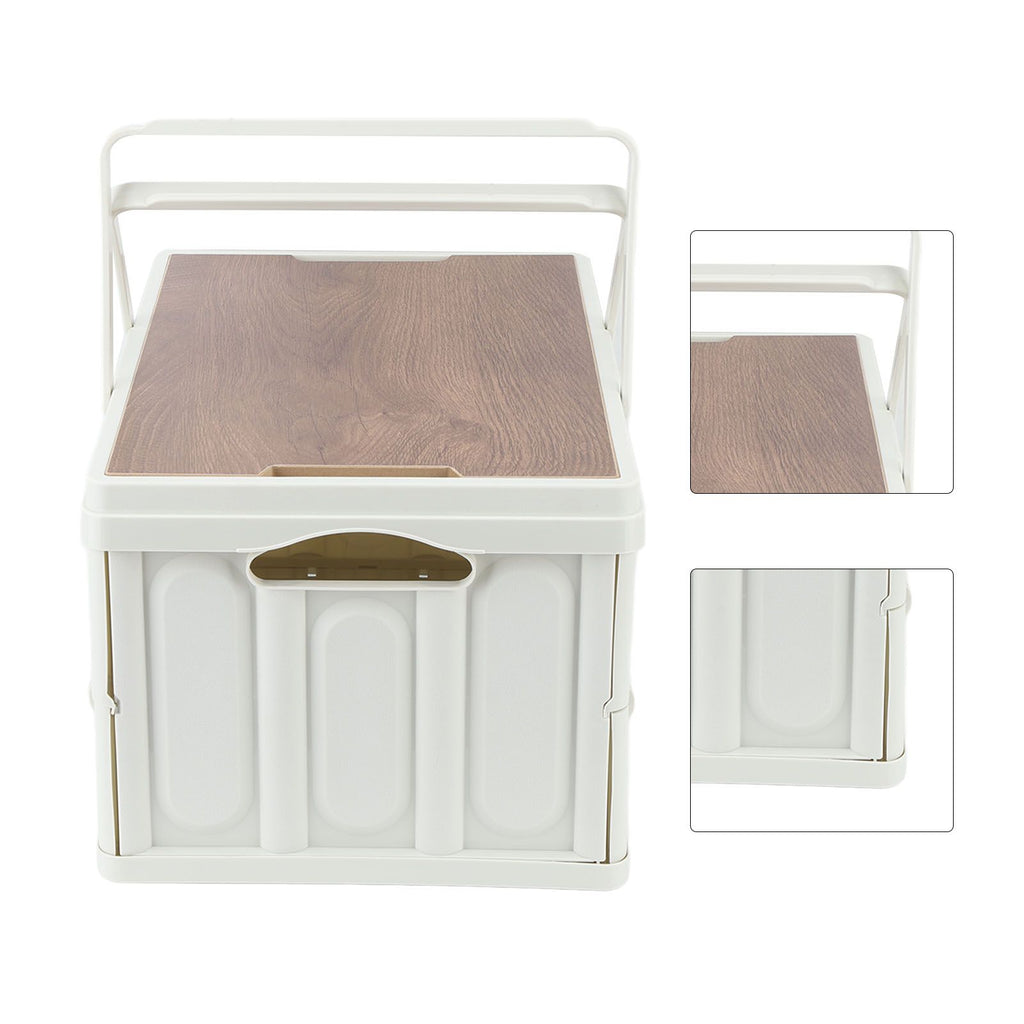 Camp Box Outdoor Camping Portable Storage Box with Handle Removable Foldable Camping Portable Wooden Lid Storage Box S