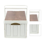 Camp Box Outdoor Camping Portable Storage Box with Handle Removable Foldable Camping Portable Wooden Lid Storage Box S