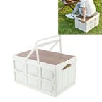Camp Box Outdoor Camping Portable Storage Box with Handle Removable Foldable Camping Portable Wooden Lid Storage Box S
