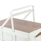 Camp Box Outdoor Camping Portable Storage Box with Handle Removable Foldable Camping Portable Wooden Lid Storage Box S
