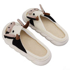 Linen Slippers Wear Resistant Comfortable Open Toe Indoor Slippers Sandals for 4 Season Cow Cartoon Pattern 42 43 Size