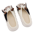 Linen Slippers Wear Resistant Comfortable Open Toe Indoor Slippers Sandals for 4 Season Cow Cartoon Pattern 42 43 Size