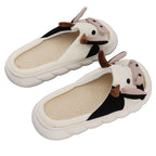 Linen Slippers Wear Resistant Comfortable Open Toe Indoor Slippers Sandals for 4 Season Cow Cartoon Pattern 42 43 Size