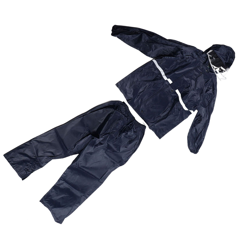 Split Jacket Pants Suit Breathable Waterproof Raincoat Set Double Layer Raincoat Set for Men Women Oxford Navy Blue L