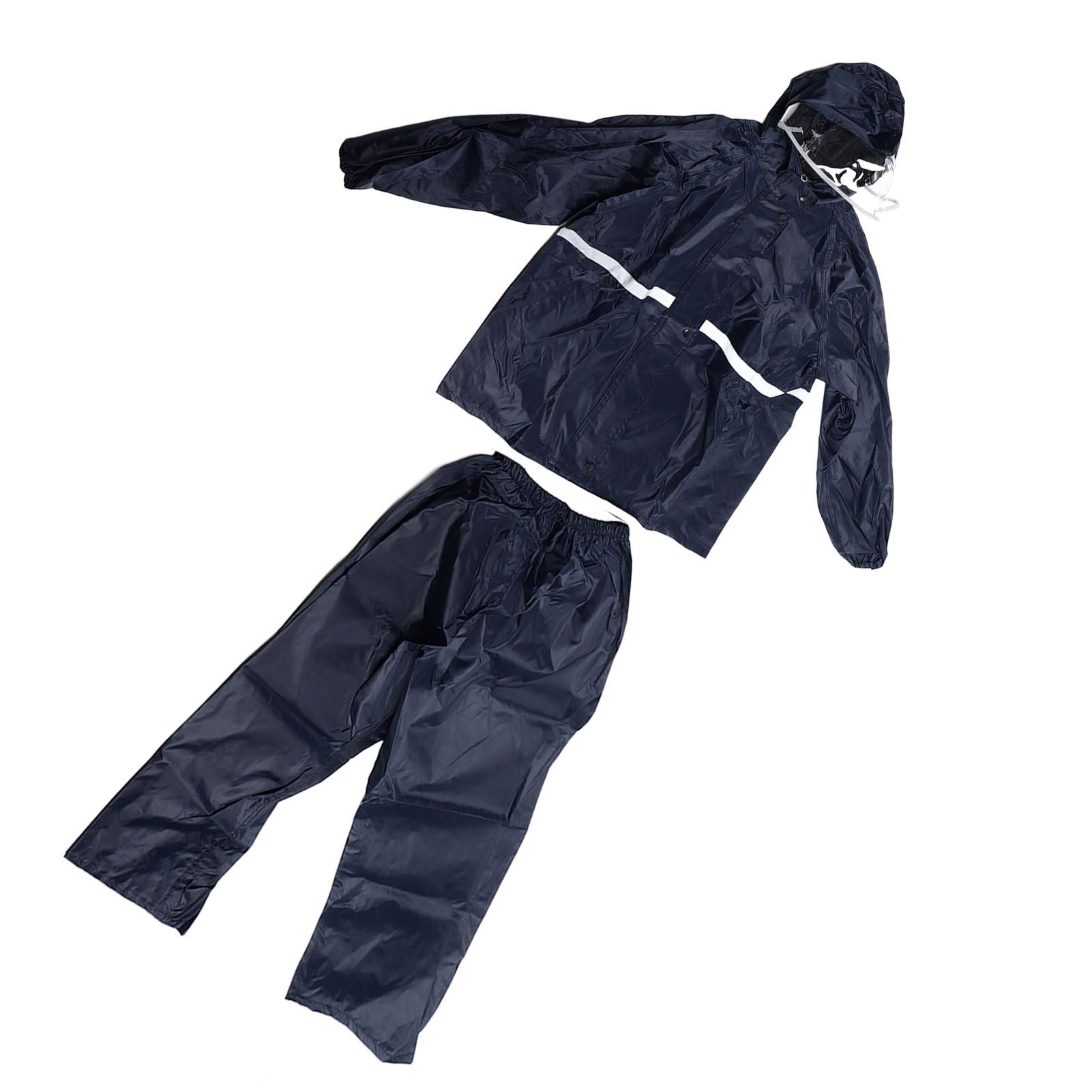 Split Jacket Pants Suit Breathable Waterproof Raincoat Set Double Layer Raincoat Set for Men Women Oxford Navy Blue L