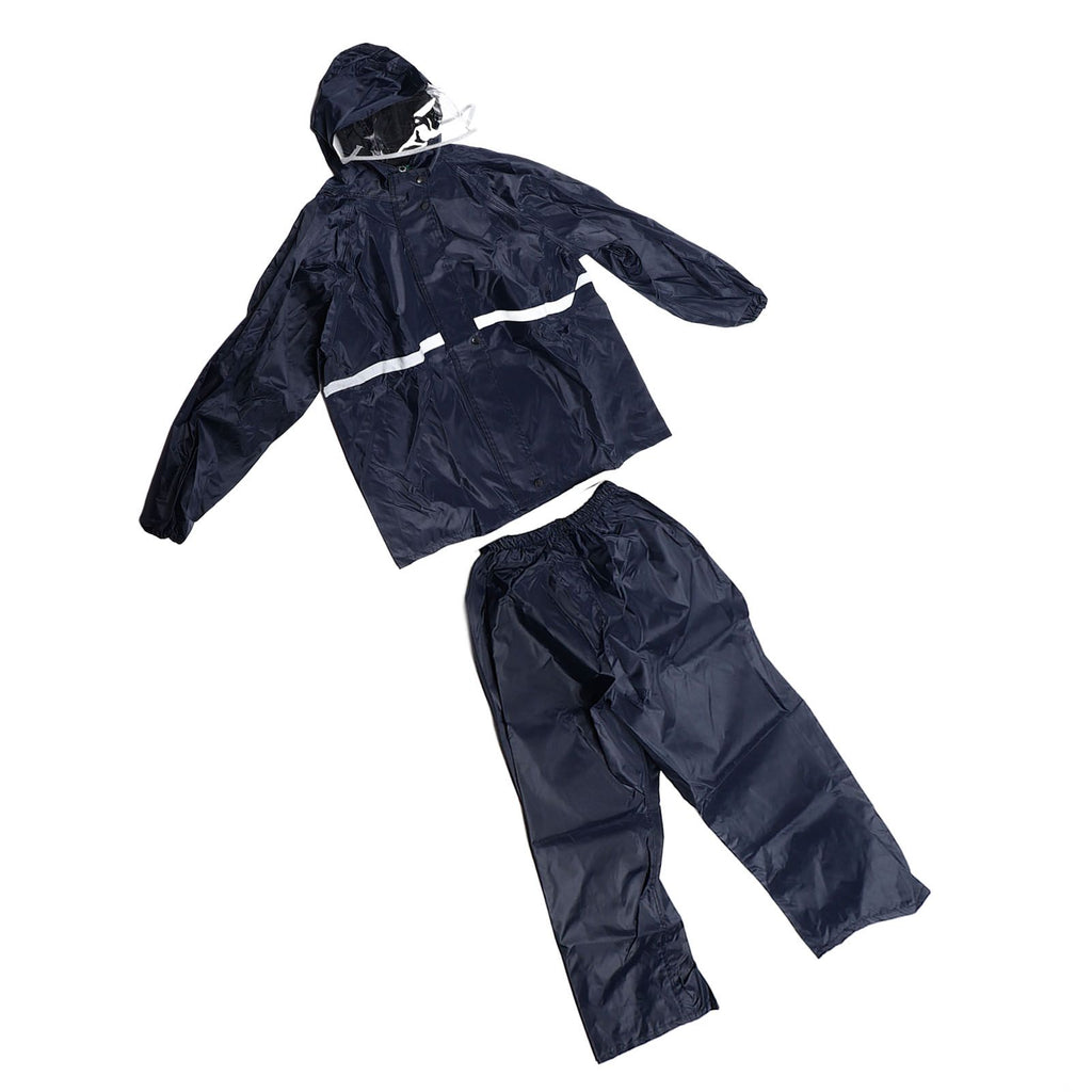 Split Jacket Pants Suit Breathable Waterproof Raincoat Set Double Layer Raincoat Set for Men Women Oxford Navy Blue XL