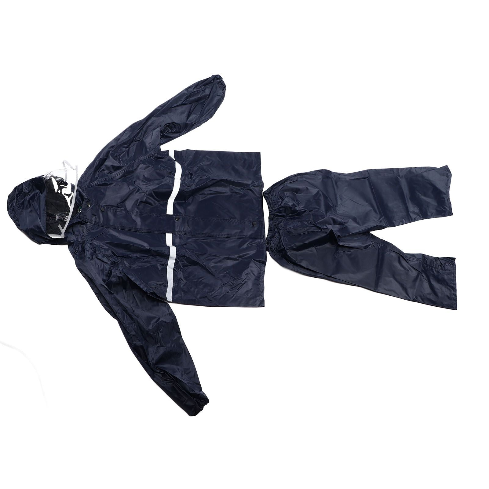 Split Jacket Pants Suit Breathable Waterproof Raincoat Set Double Layer Raincoat Set for Men Women Oxford Navy Blue XL