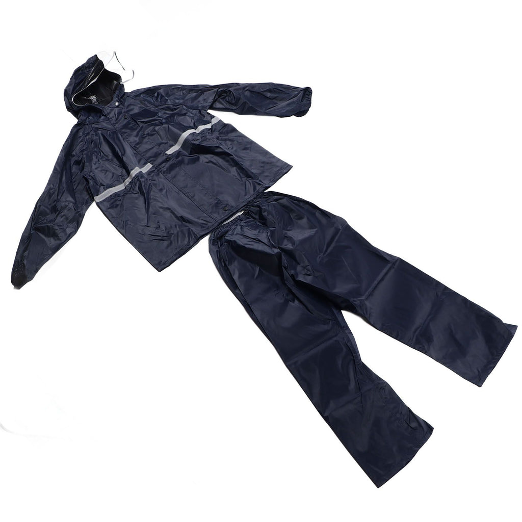 Split Jacket Pants Suit Breathable Waterproof Raincoat Set Double Layer Raincoat Set for Men Women Oxford Navy Blue XL