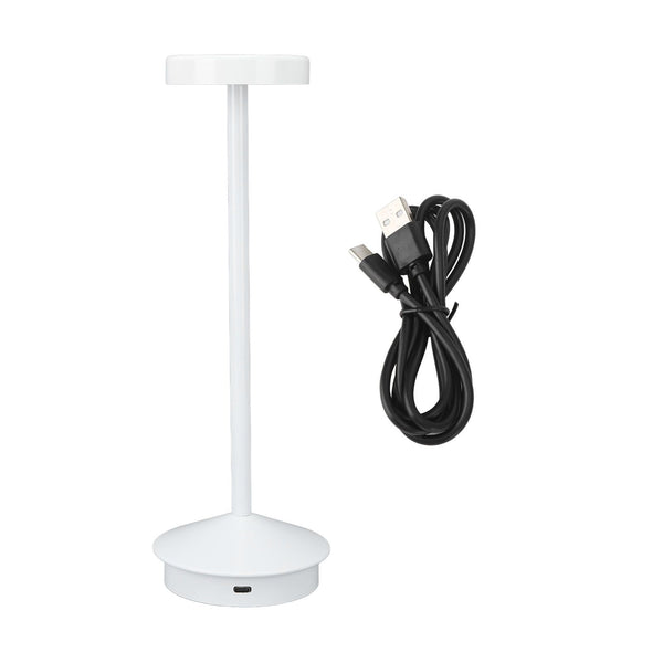 Rechargeable LED Table Lamp 2000mAh Cordless Battery Operated Metal Bedside USB C Desk Light Portable 3 Modes Dimmable White