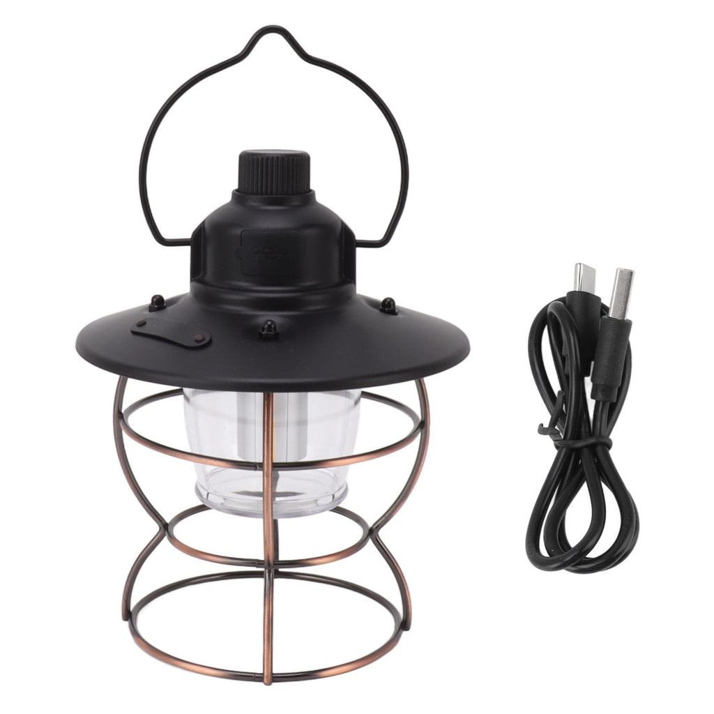 LED Camping Lantern Portable 3 Light Modes USB Charge Stepless Dimming LED Vintage Lantern for Hiking Camping Emergency