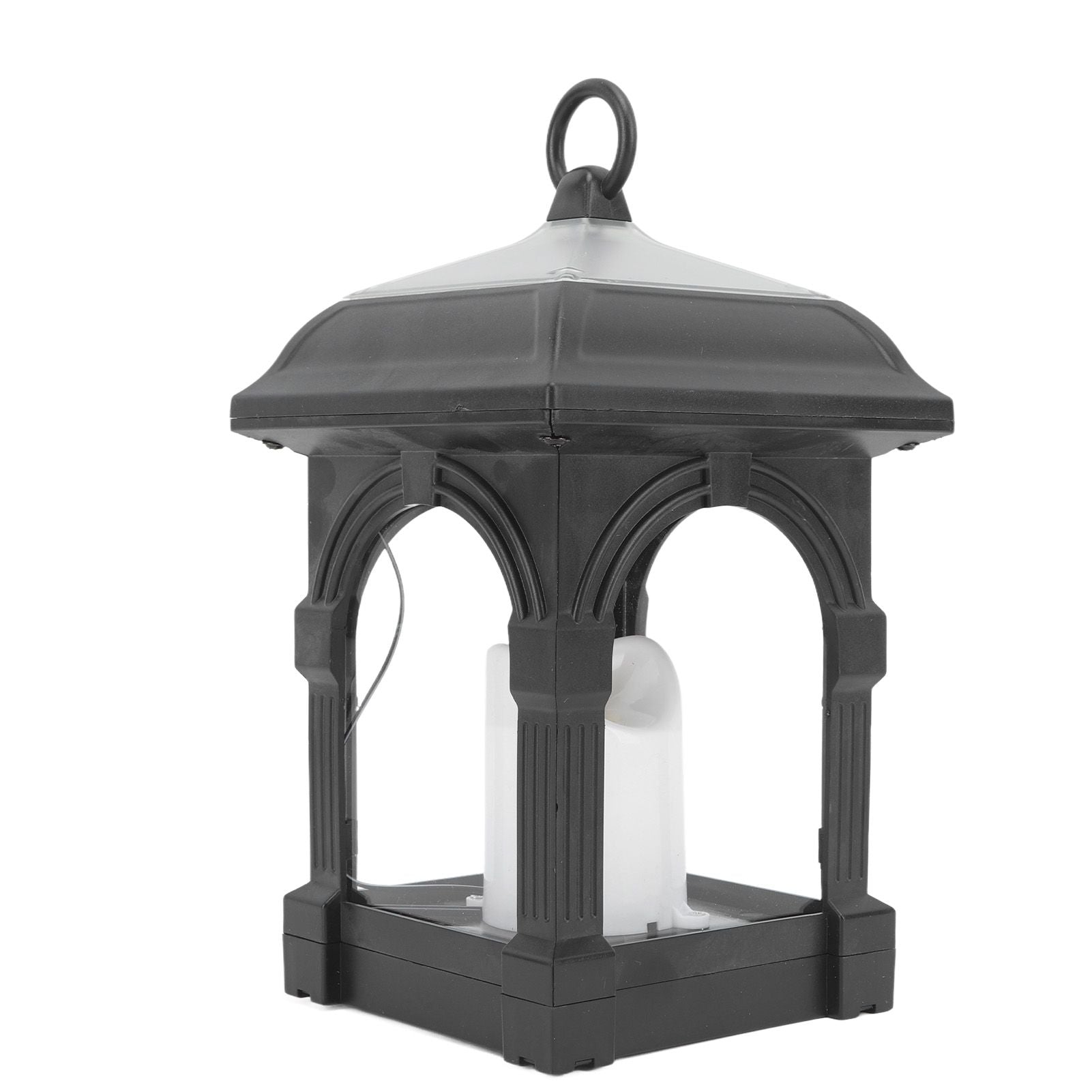 Solar Outdoor Lantern Hanging Solar Powered Warm Light Lamp Table Candle Lantern for Garden Yard Patio Pathway Decoration Black