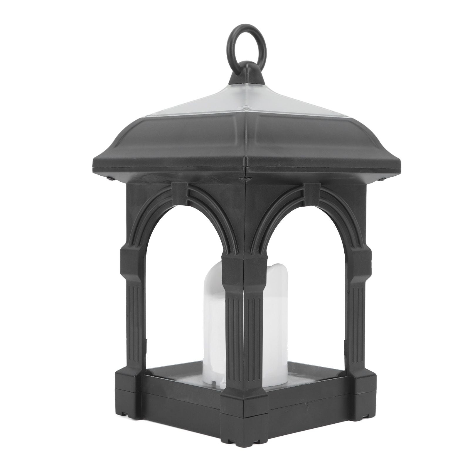 Solar Outdoor Lantern Hanging Solar Powered Warm Light Lamp Table Candle Lantern for Garden Yard Patio Pathway Decoration Black