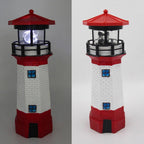 Solar Powered Lighthouse Environmentally Friendly Energy Saving Solar Lighthouse with Rotating Beacon for Garden Decor Red