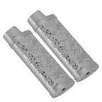 2PCS Lighter Case Cover Vintage Style Floral Stamped Zinc Alloy Shell for Lighter Protection Gray
