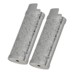 2PCS Lighter Case Cover Vintage Style Floral Stamped Zinc Alloy Shell for Lighter Protection Gray