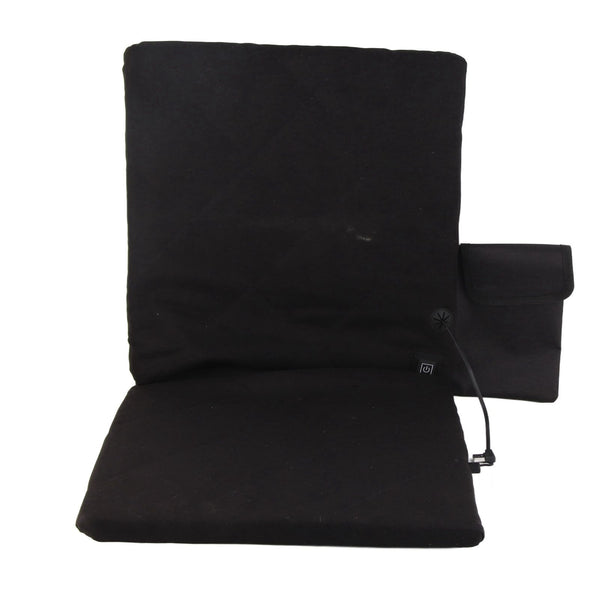 Electric Heating Seat Cushion Foldable Stadium Seats Heated Cover Pads with Backrest for Camping Fishing Hunting Black