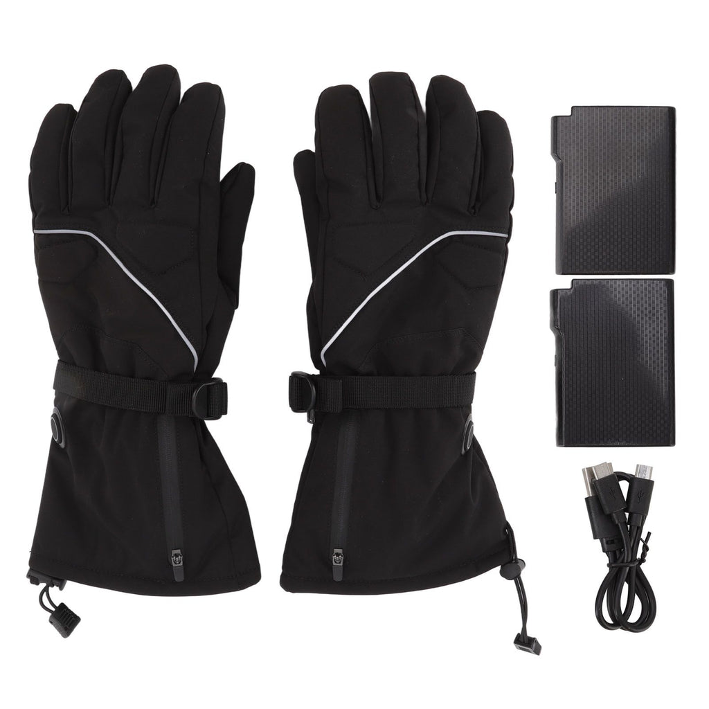 Electric Heated Gloves Battery Powered Heating Thermal Gloves Rechargeable Winter Warm Skiing Gloves for Men Women XL