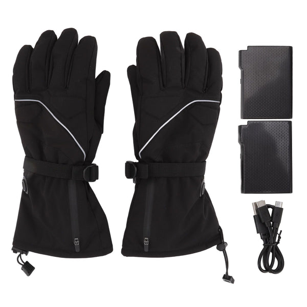 Electric Heated Gloves Battery Powered Heating Thermal Gloves Rechargeable Winter Warm Skiing Gloves for Men Women XL