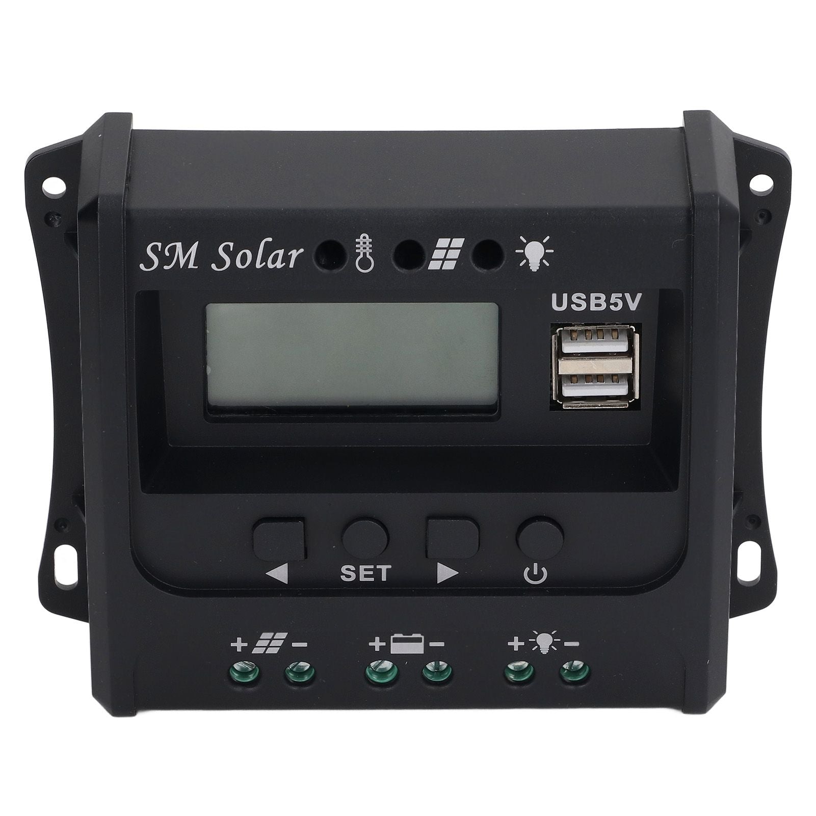 Solar Panel Controller 3 Stage PWM Charging Intelligent Microcontroller ABS Aluminum Plate 12V 24V Solar Charge Controller SEC10(10A)