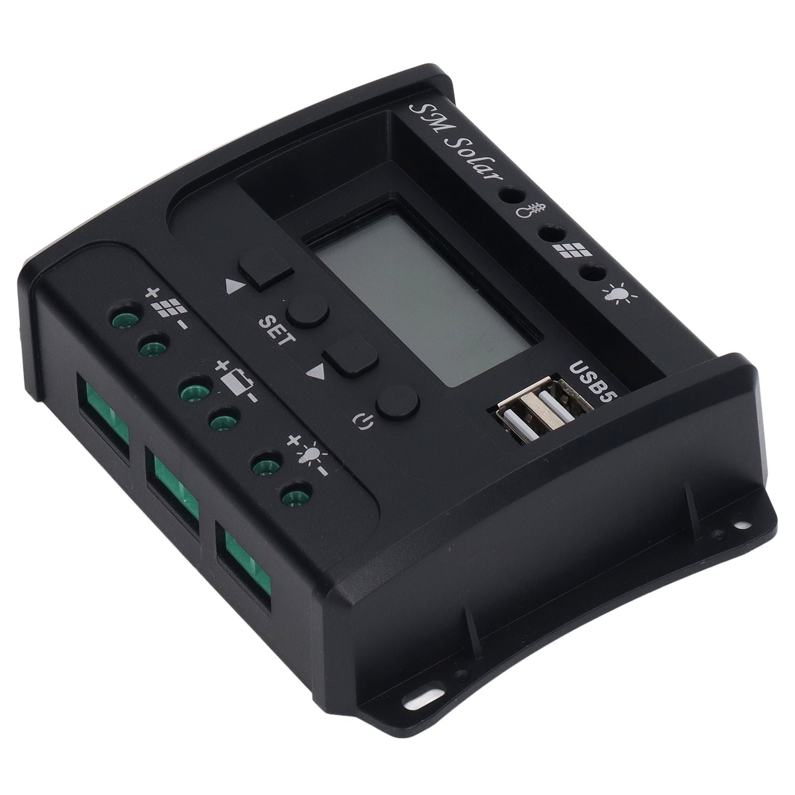 Solar Panel Controller 3 Stage PWM Charging Intelligent Microcontroller ABS Aluminum Plate 12V 24V Solar Charge Controller SEC10(10A)