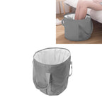 Foldable Foot Tub Polyester Double Layer Collapsible Camping Bucket with Storage Bag for Outdoor Grey