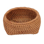 Rattan Storage Basket Hand Woven Simple Exquisite Rattan Organizer Storage Basket for Tea Sets Tableware S