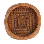 Rattan Storage Basket Hand Woven Simple Exquisite Rattan Organizer Storage Basket for Tea Sets Tableware S
