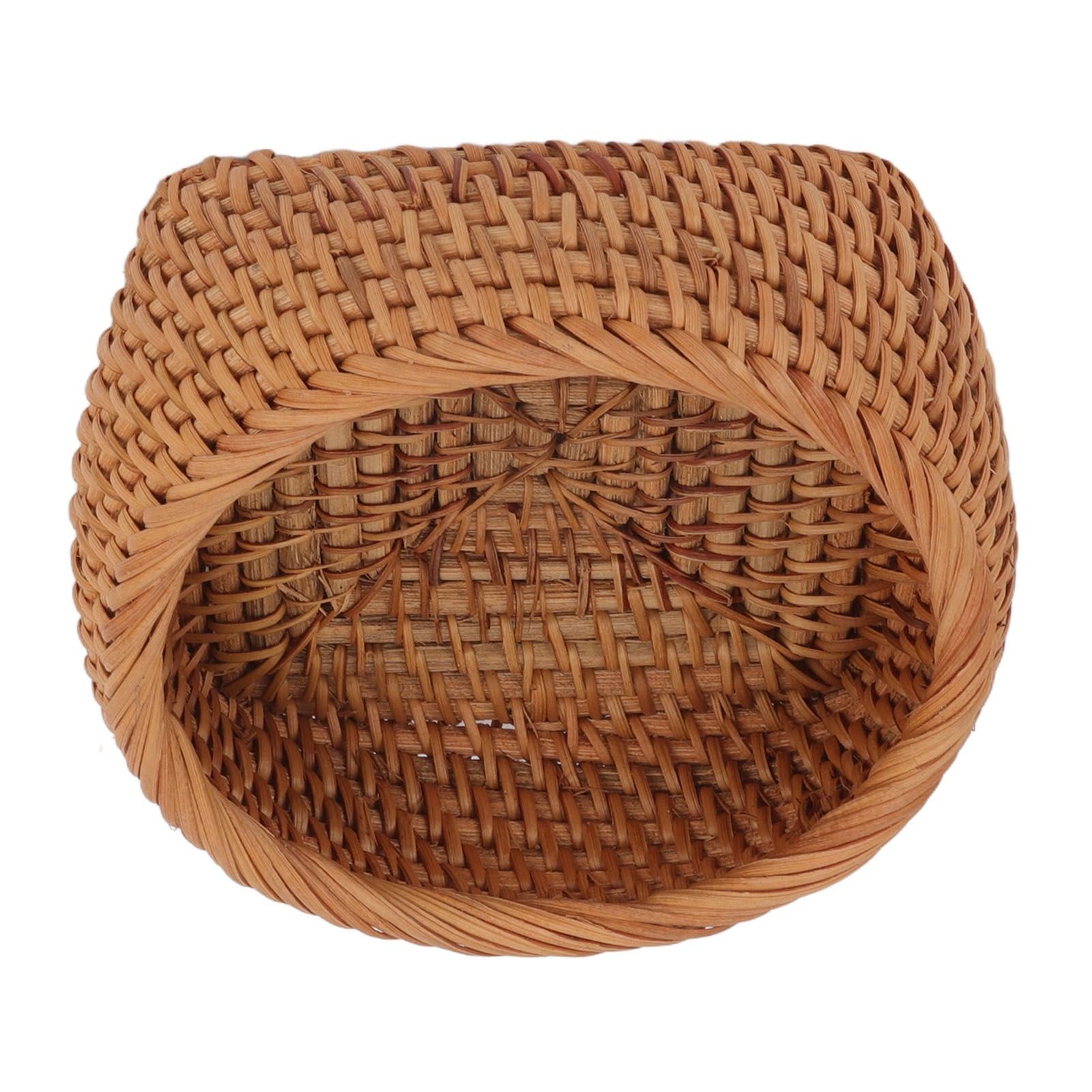 Rattan Storage Basket Hand Woven Simple Exquisite Rattan Organizer Storage Basket for Tea Sets Tableware S