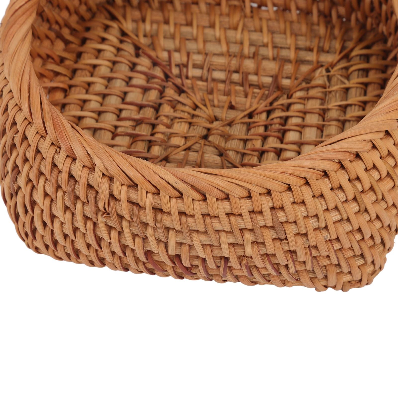 Rattan Storage Basket Hand Woven Simple Exquisite Rattan Organizer Storage Basket for Tea Sets Tableware S