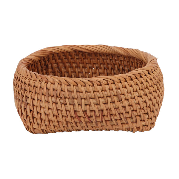 Rattan Storage Basket Hand Woven Simple Exquisite Rattan Organizer Storage Basket for Tea Sets Tableware L