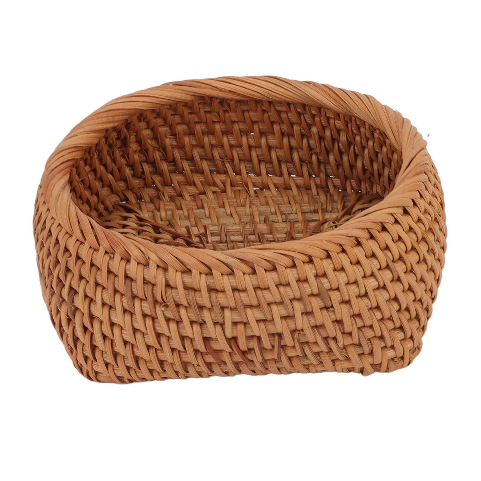Rattan Storage Basket Hand Woven Simple Exquisite Rattan Organizer Storage Basket for Tea Sets Tableware L