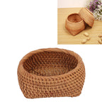 Rattan Storage Basket Hand Woven Simple Exquisite Rattan Organizer Storage Basket for Tea Sets Tableware L
