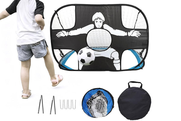 2 in 1 Portable Foldable Soccer Goal with Detachable Target - Blue