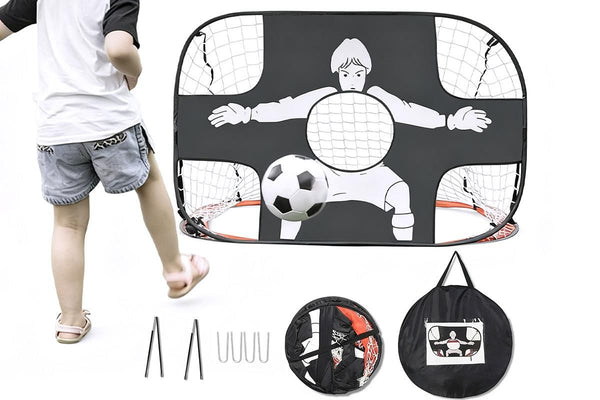 2 in 1 Portable Foldable Soccer Goal with Detachable Target - Red