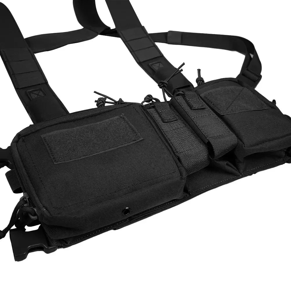 Tactical Chest Vest Rig Bag Field Training Vest Multifunctional Camouflage Strap with Multi-Pocket Outdoor Camping CS Match Pack - Khaki