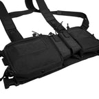 Tactical Chest Vest Rig Bag Field Training Vest Multifunctional Camouflage Strap with Multi-Pocket Outdoor Camping CS Match Pack - Black