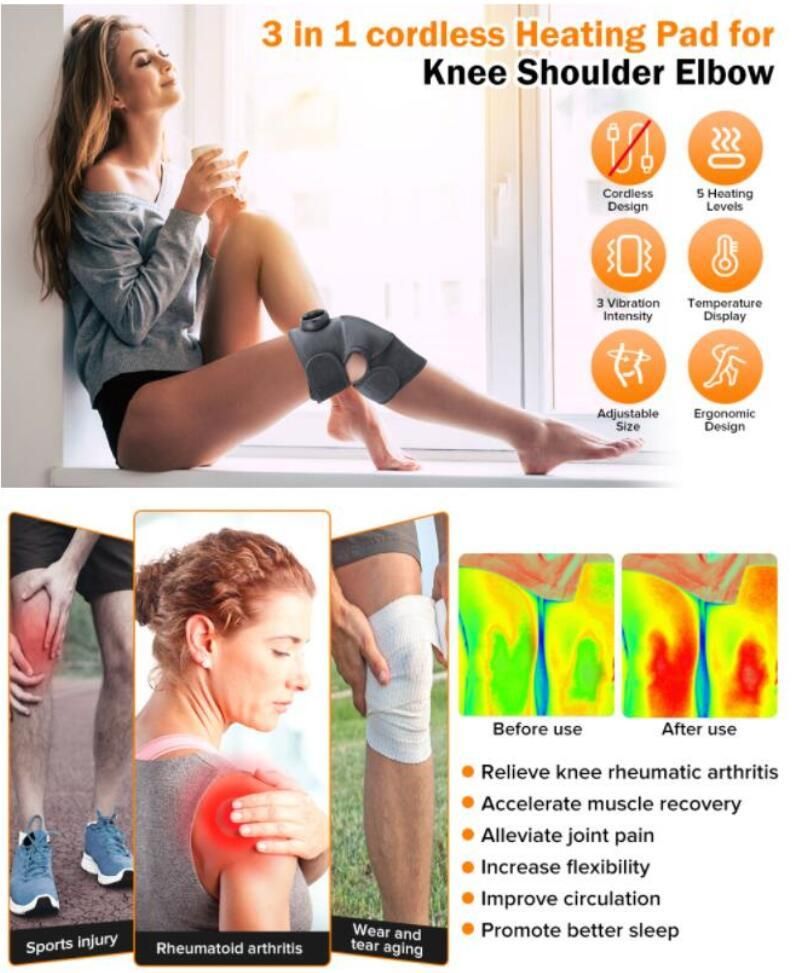 Heating Massage Knee Brace, Three-in-one Knee, Shoulder and Elbow, Portable Wireless Hot Compress Massage, Relieve Joint Pain and Pressure