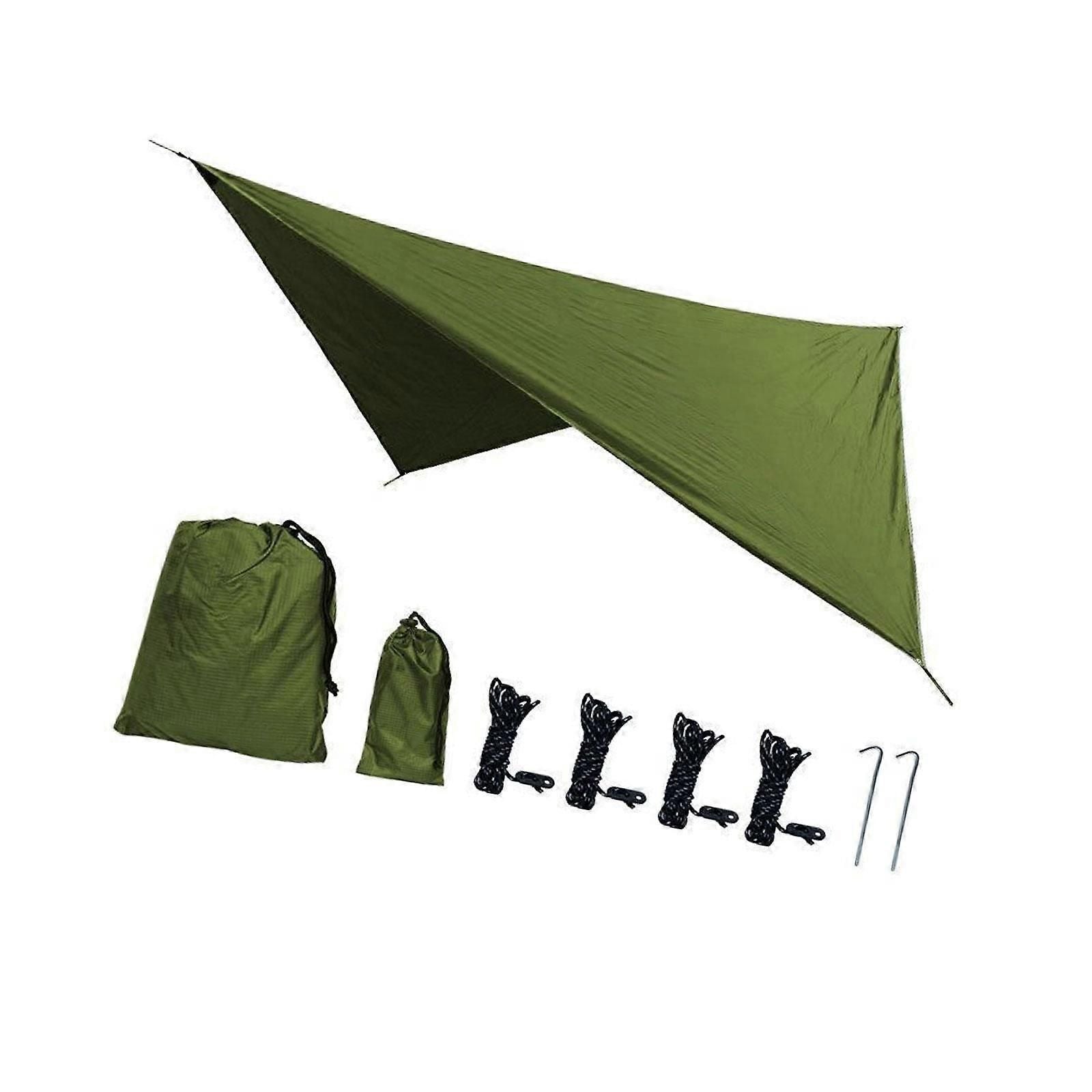 Camping Tarp Tent Tarp Awning Accessories Lightweight Hammock Canopy Rain Awning - Army green