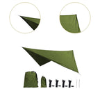 Camping Tarp Tent Tarp Awning Accessories Lightweight Hammock Canopy Rain Awning - Army green
